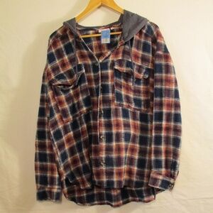 SO Plaid Hoodie Sweatshirt - Red, Blue, Gray